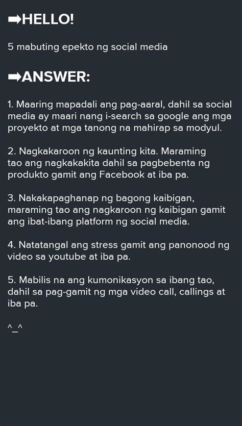5 Mabuting Epekto Ng Social Media .